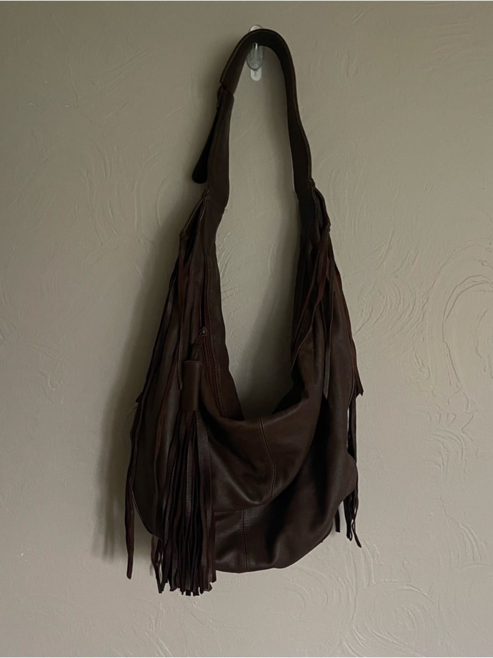 Vintage Boho Brio Brown Leather Slouchy Hobo Shoulder Bag Purse